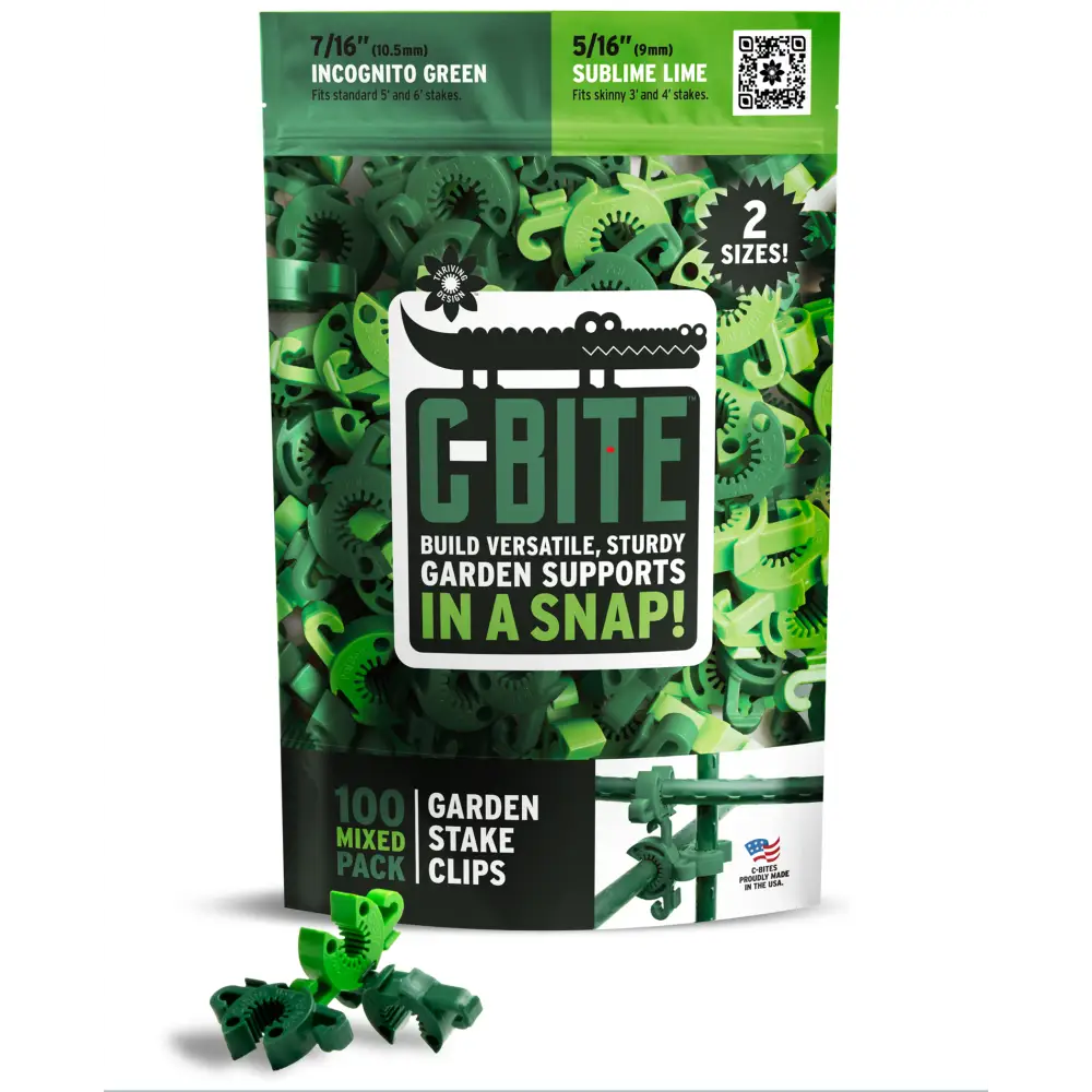 C-BITE Garden Plant Stake Clips - 50/50 Assortment for 7/16 nd 5/16‚ garden stakes 100pcs - C-BITE