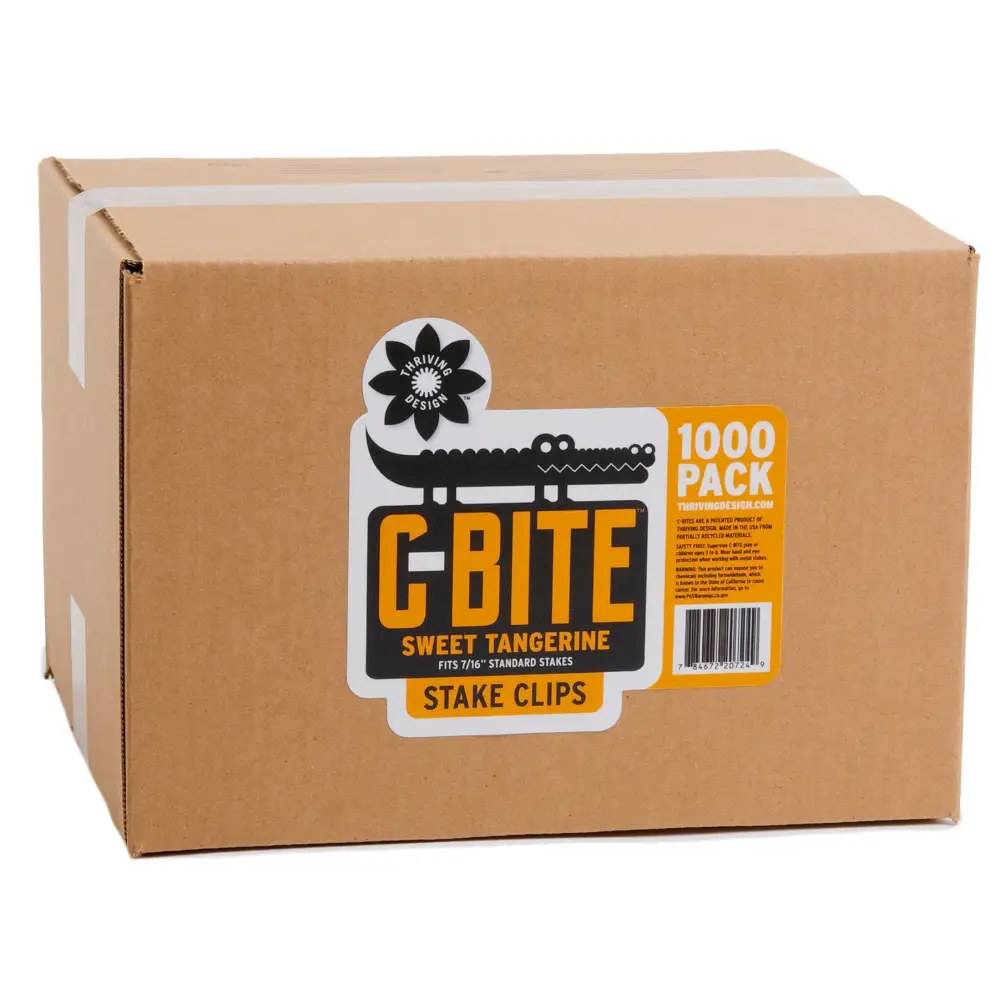C-Bite Garden Plant Stake Clips for 7/16‚ Garden Stakes (In quantities of 26 100 and 1000) Dark Green - 100 / Orange