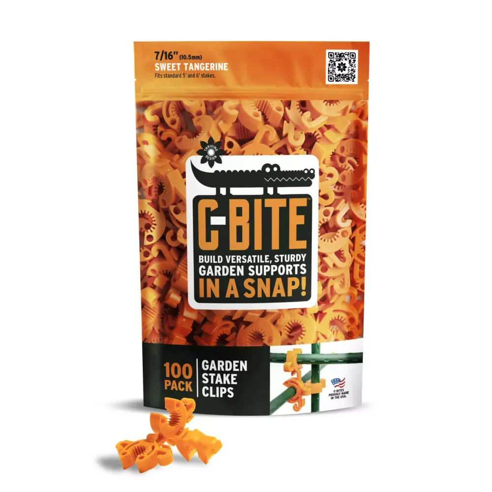 C-BITE Garden Stake Clips for 7/16‚Äô‚Äô Garden Stakes (In quantities of 26 100 and 1000) Tangerine - 100 - C-BITE