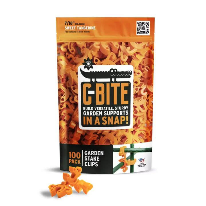 C-BITE Garden Stake Clips for 7/16‚Äô‚Äô Garden Stakes (In quantities of 26 100 and 1000) Tangerine - 100 - C-BITE