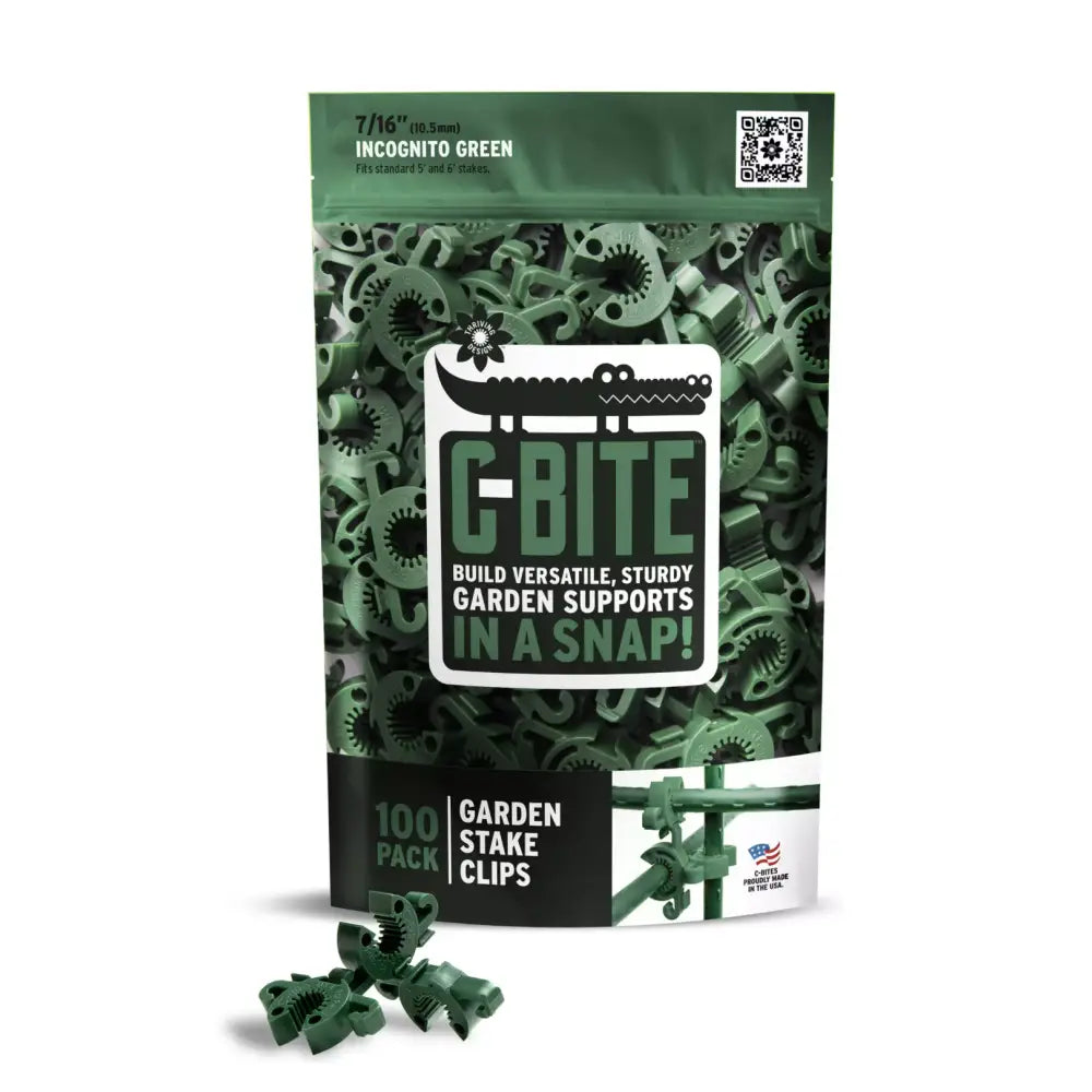 C-Bite green plant support clips 7/16 inch flexible plant stake clips in a 100-pack for garden stakes use