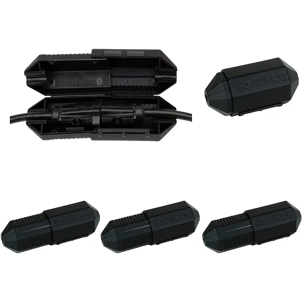 CordSafe Outdoor Extension Cord Cover – Weather-Resistant Plug Protector Made In USA - Black 3 PK - Electrical Cord