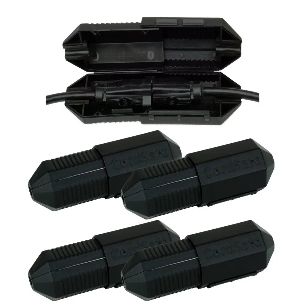 CordSafe Outdoor Extension Cord Cover – Weather-Resistant Plug Protector Made In USA - Black 4PK - Electrical Cord