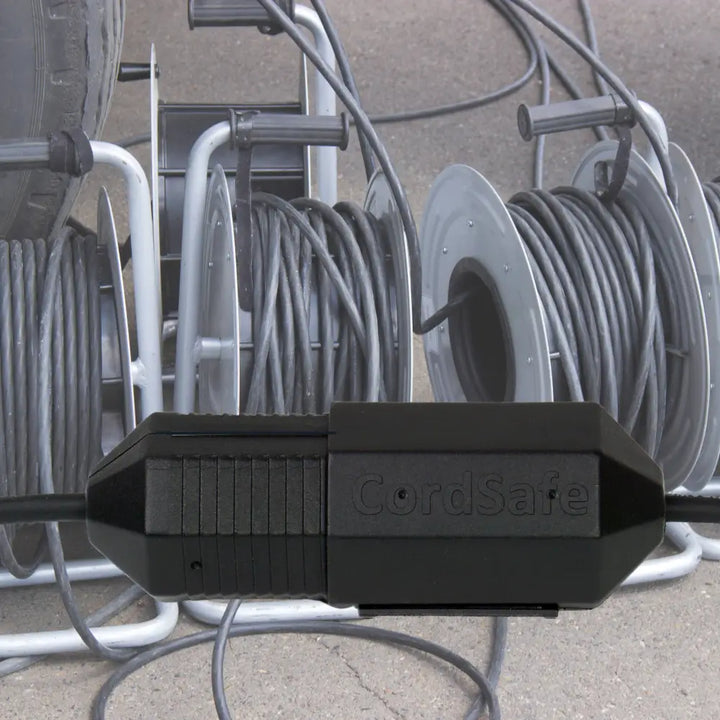 Black CordSafe PLUS cord cover for outdoor extension cords