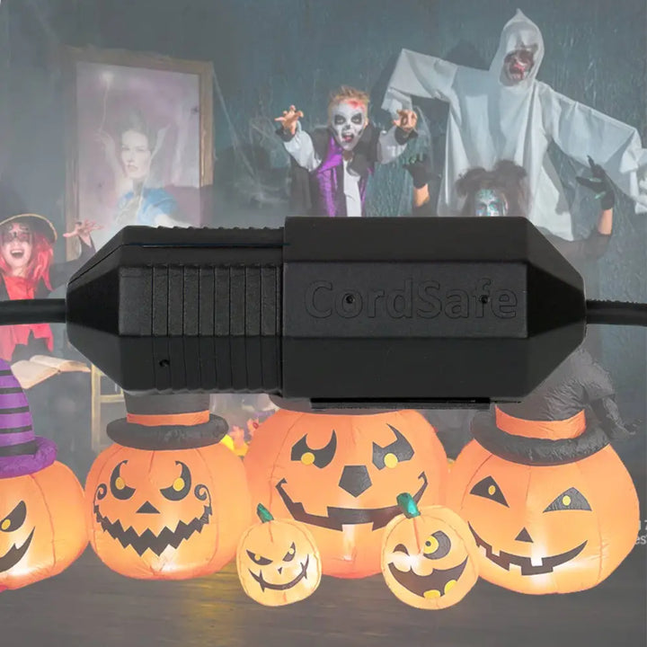 Black CordSafe PLUS extension cord cover with textured grip for outdoor use