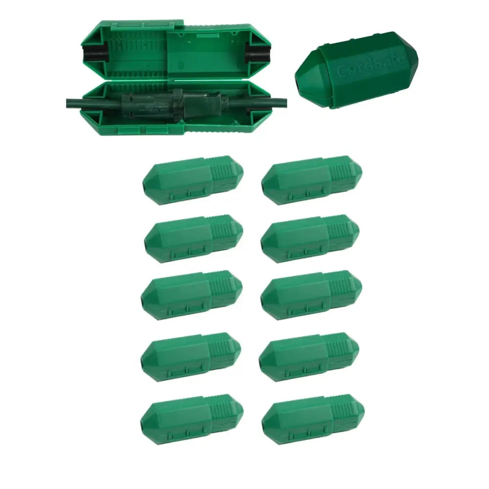 CordSafe PLUS Extension Cord Safety Cover Weather Resistant Plug Protector for 12 18 AWG | Made in USA Green 10pk