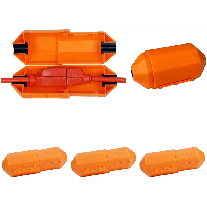 CordSafe Outdoor Extension Cord Cover Weather-Resistant Plug Protector Made In USA - Orange