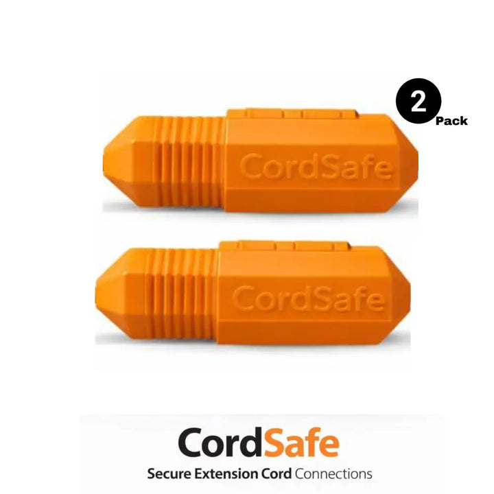 Bright orange cordsafe plus weatherproof outdoor extension cord cover with ribbed texture and molded branding for string lights