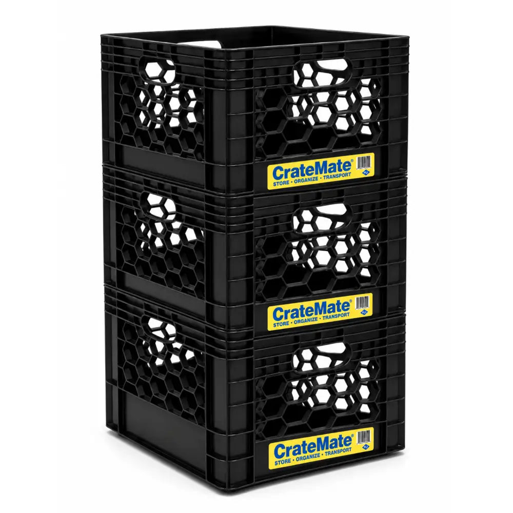3 - 16QT Black Milk Crates Stacked Hero