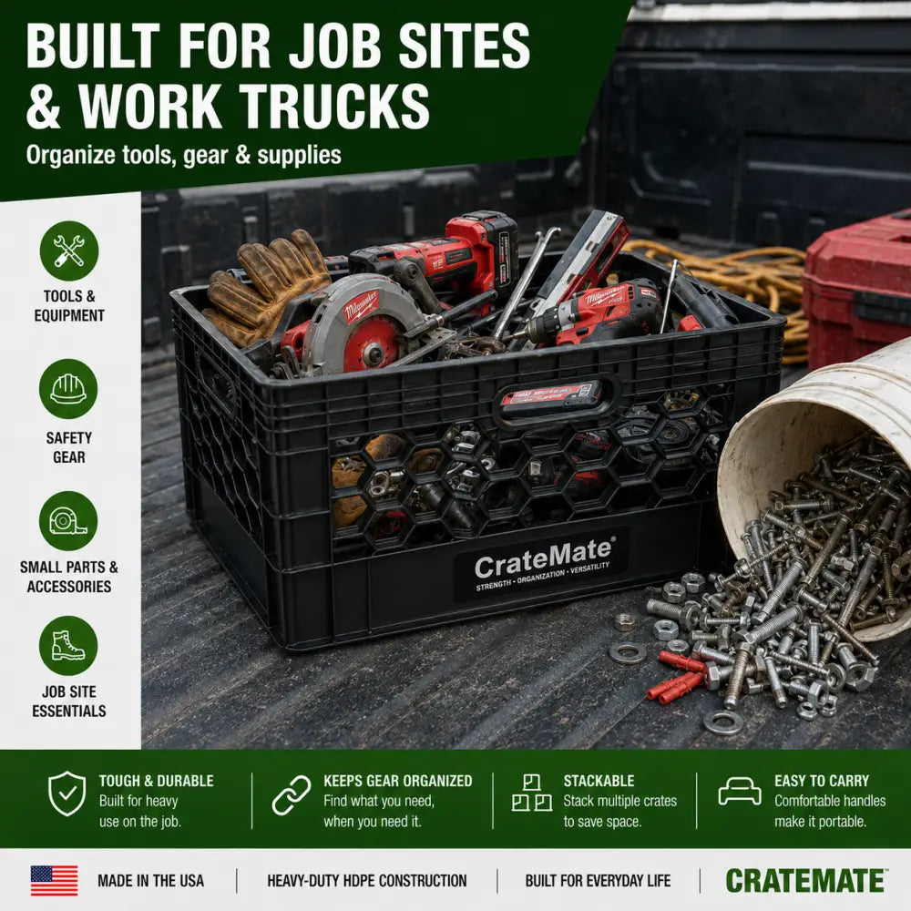 CrateMate 24QT Heavy-Duty Milk Crate for Storage & Organization