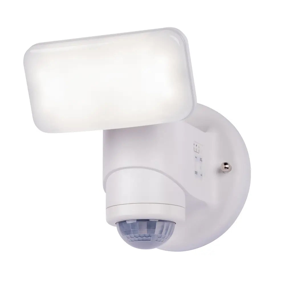 White rectangular wired motion security light with dynamic tracking technology