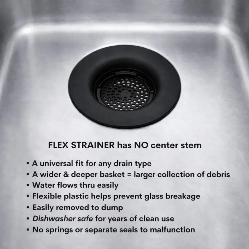 Black flex strainer kitchen sink drain basket for 3.5 inch drains