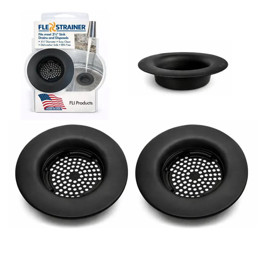 Black flex strainer kitchen sink drain strainer for 3.5 inch drains