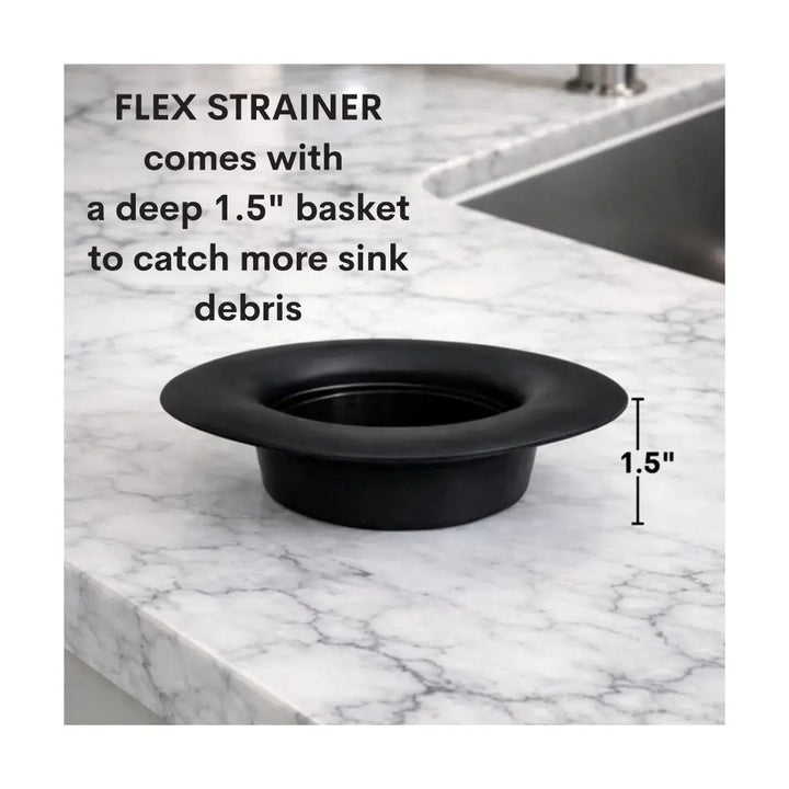 Black flex strainer kitchen sink drain strainer with 1.5-inch deep basket