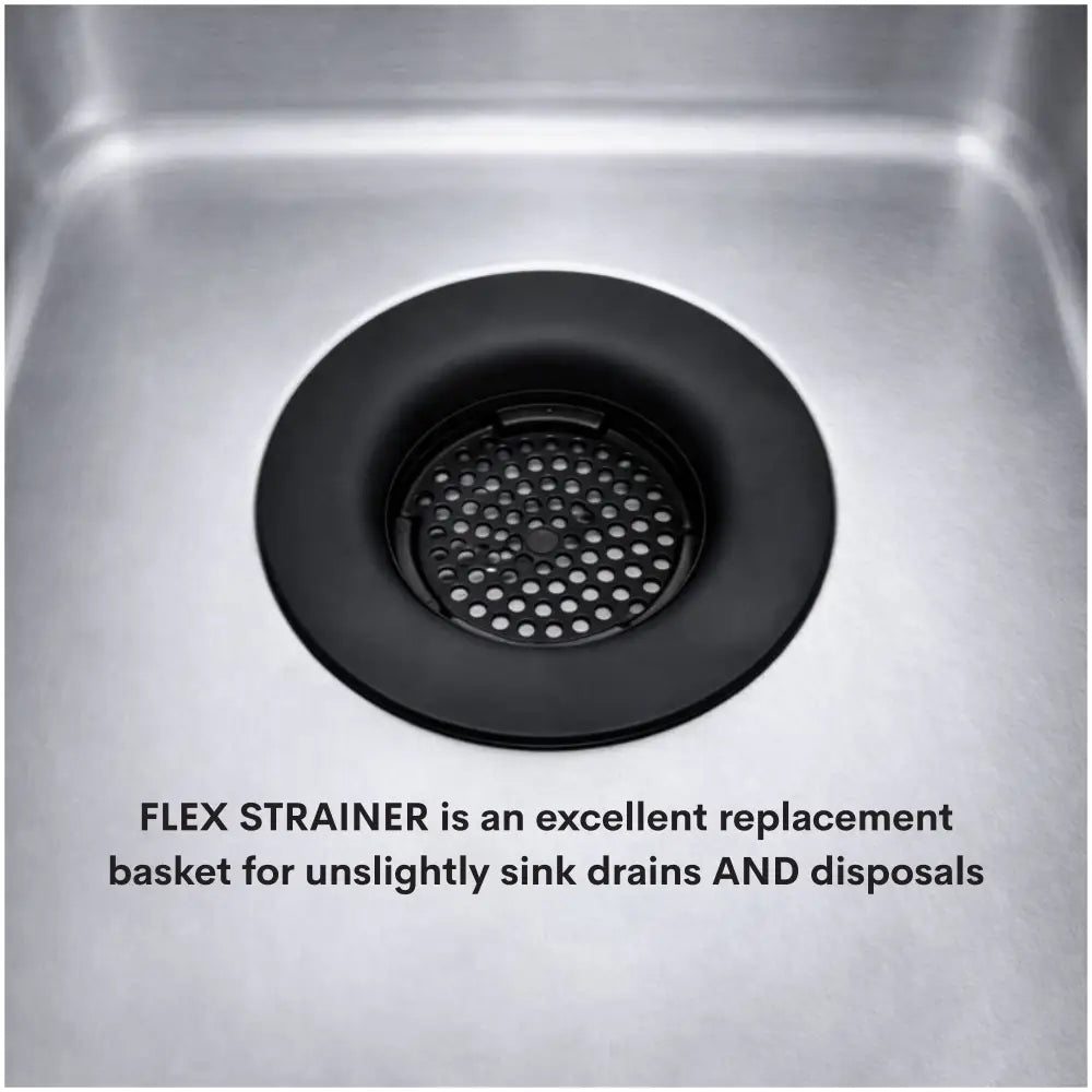 Black flex strainer kitchen sink drain basket for 3.5 inch drains