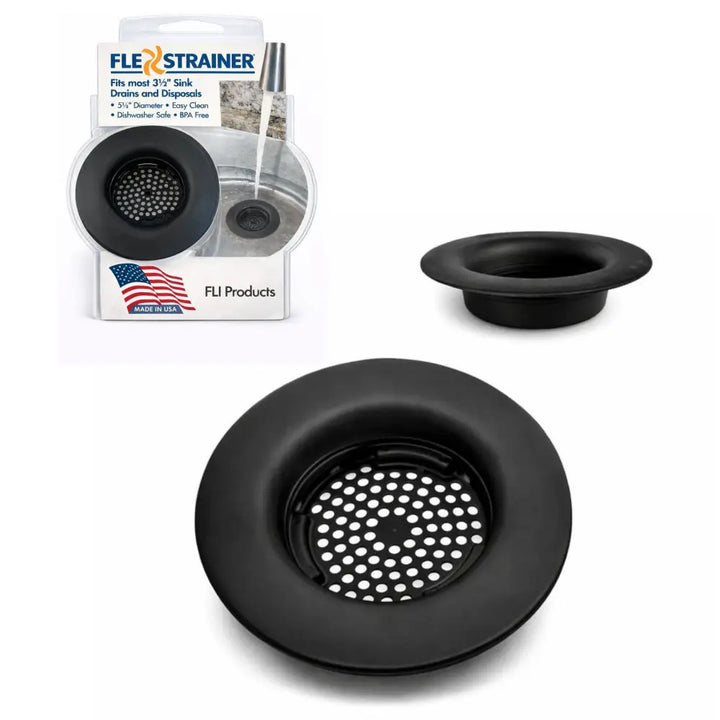 Black flex strainer kitchen sink drain strainer for 3.5-inch sinks
