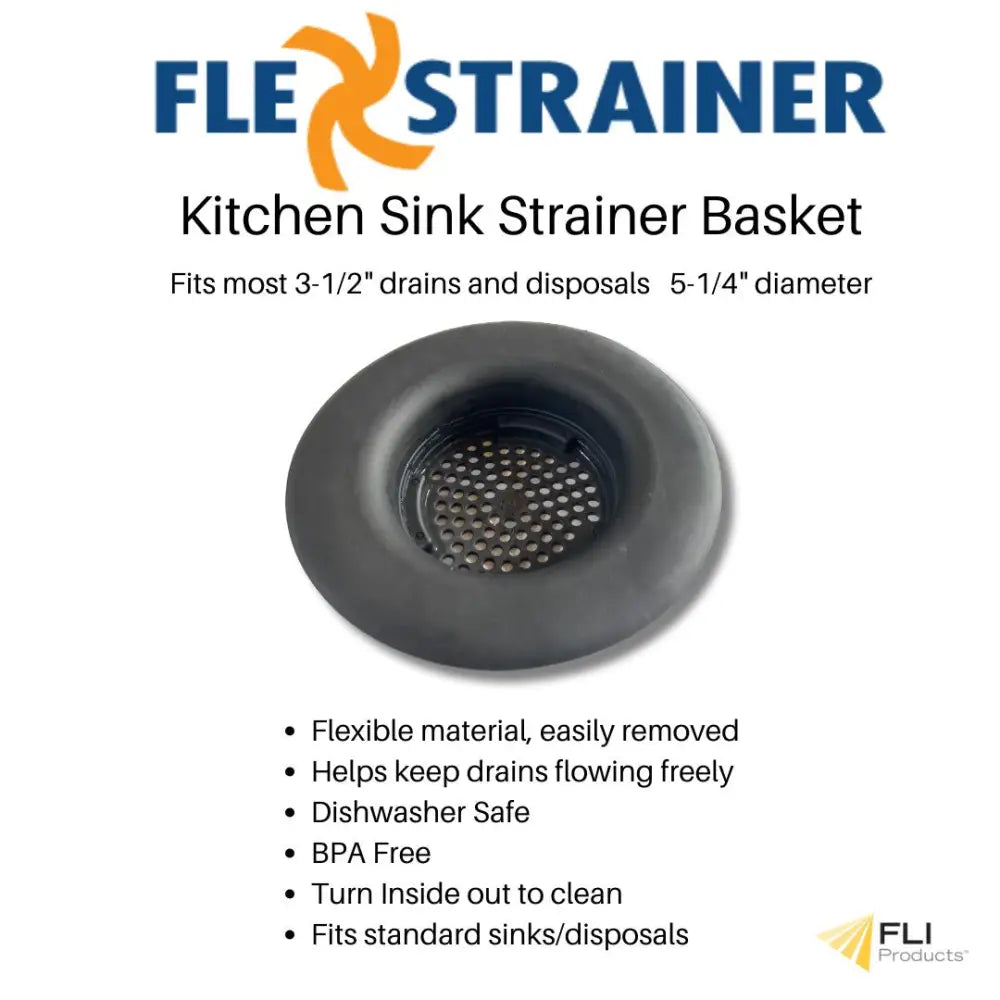 Flex Strainer Kitchen Sink Drain Strainer Replacement Basket- Fits 3.5’’ Drains BPA-Free Dishwasher Safe Made in USA