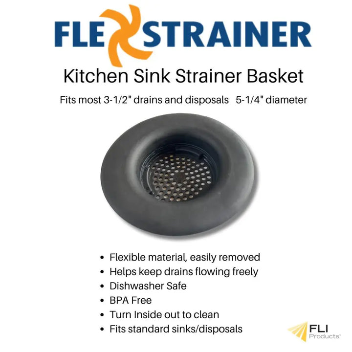 Flex Strainer Kitchen Sink Drain Strainer Replacement Basket- Fits 3.5’’ Drains BPA-Free Dishwasher Safe Made in USA