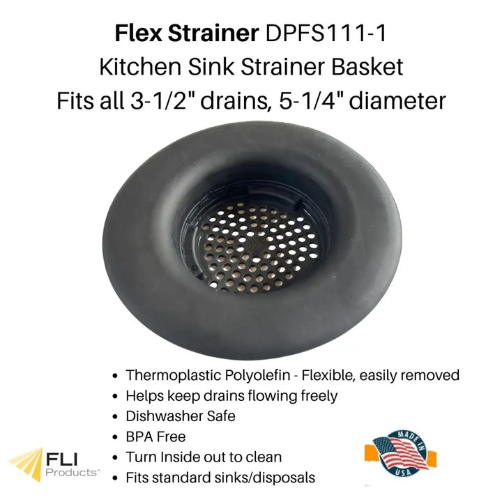 Flex Strainer Kitchen Sink Strainer Replacement Basket Fits Most 3.5in Drains & Disposals - Made in USA only 1 pk