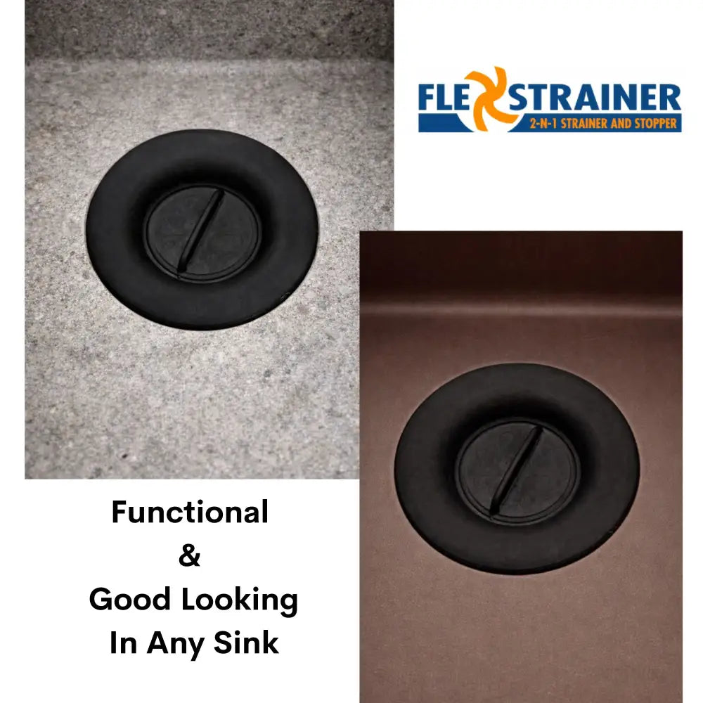 Black matte-finish flex strainer 2-in-1 kitchen sink strainer and stopper for versatile kitchen sink use