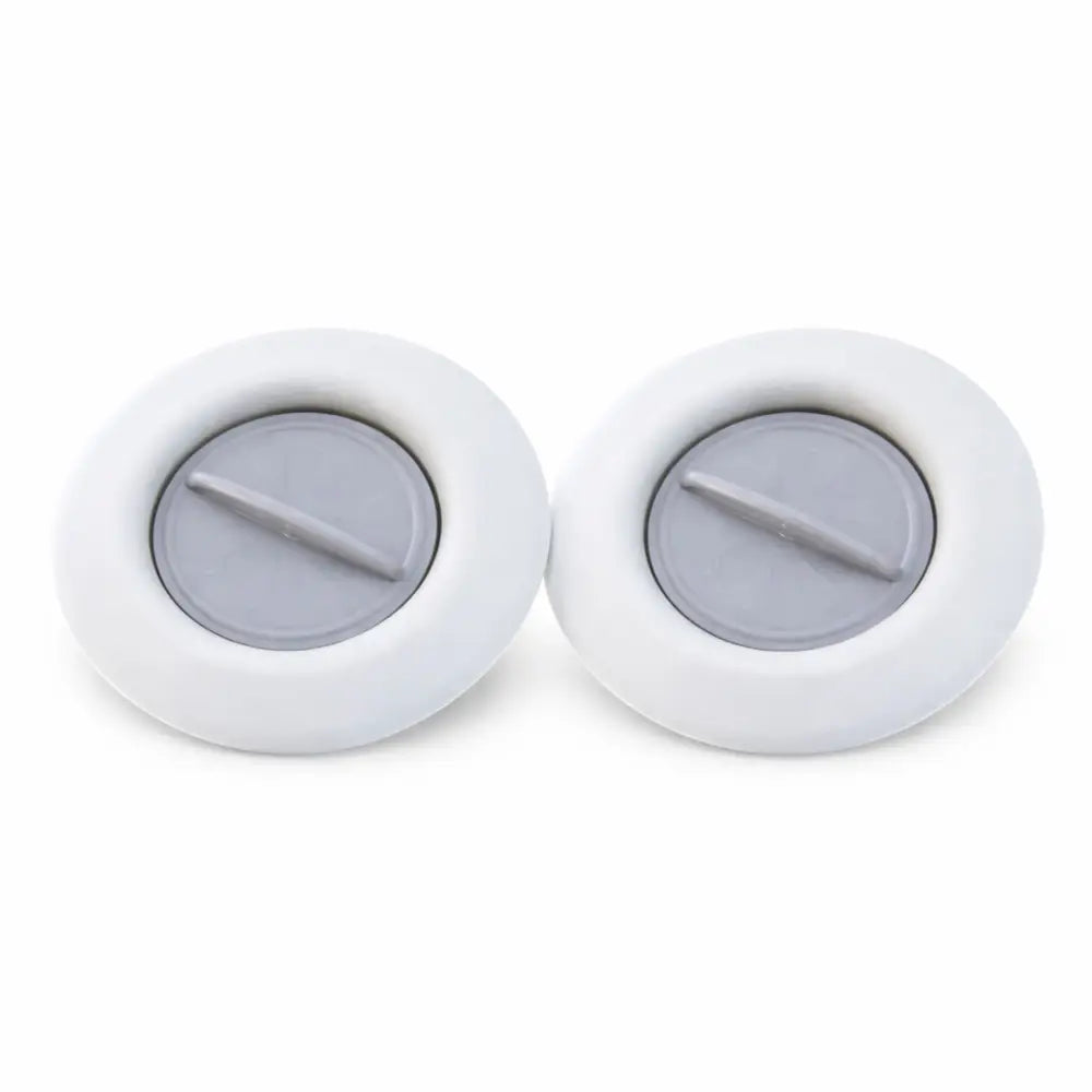 White and gray circular plastic flex strainer 2-in-1 kitchen sink strainer with central slider mechanism