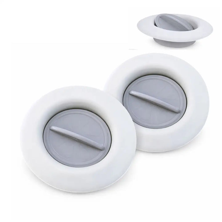 White and gray plastic flex strainer 2-in-1 kitchen sink strainer and stopper with circular design