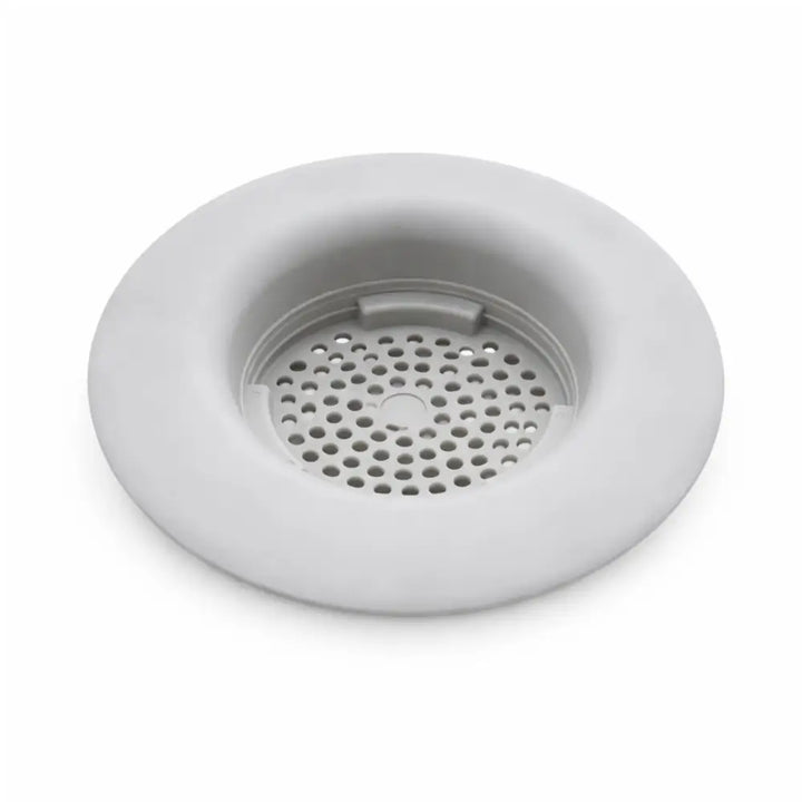 Gray silicone flex strainer kitchen sink basket strainer with perforated metal insert for sink drain strainer use