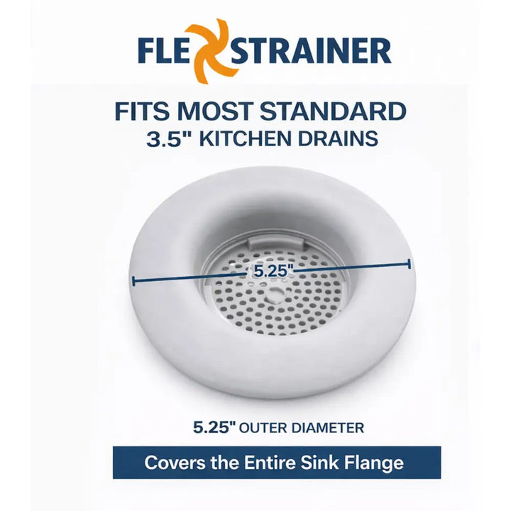 White plastic flex strainer kitchen sink basket strainer with perforated metal mesh for standard 3.5-inch drains