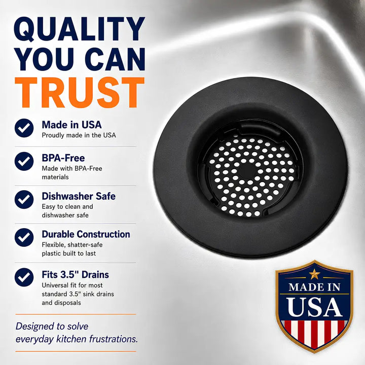 Black plastic flex strainer kitchen sink drain strainer with perforated design for kitchen sink use