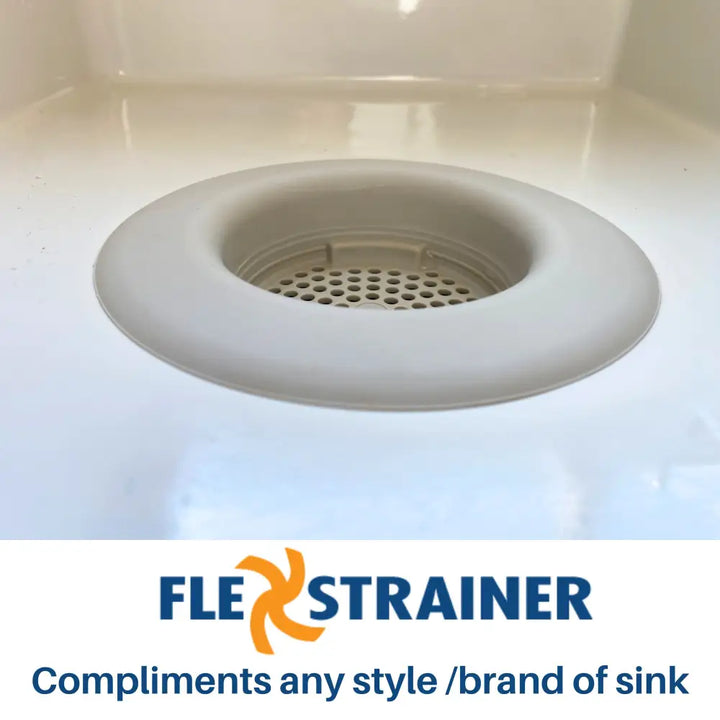 White silicone flex strainer kitchen sink basket strainer with circular design and perforated center for sink drain strainer