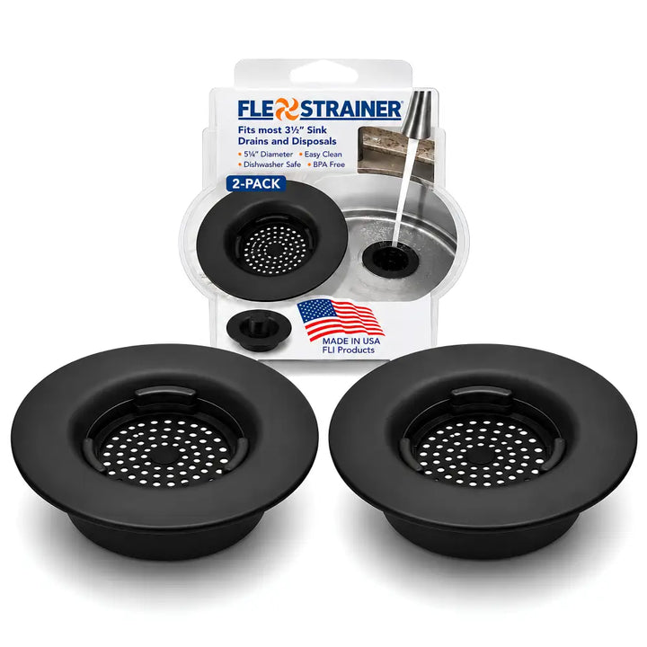 Black plastic flex strainer kitchen sink basket strainer with perforated design and flared rim sink drain strainer