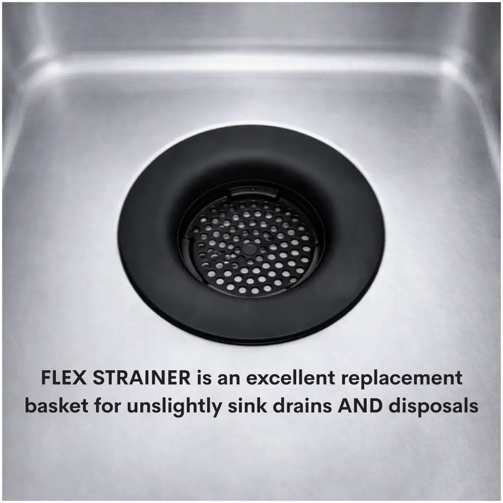 Black flex strainer kitchen sink basket strainer with perforated design in stainless steel sink drain strainer