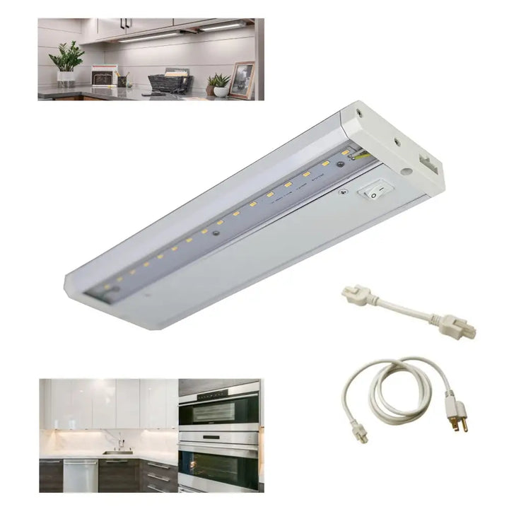 Fli products white led dimmable under cabinet lighting fixture with power cords available in 12, 18, or 24 inches