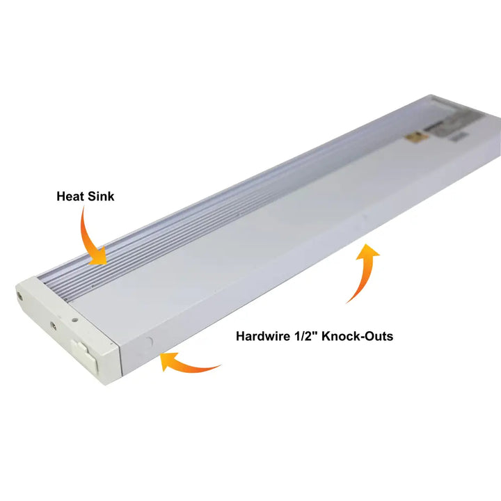 FLI Products 12-inch white cabinet led under cabinet task light with heat sink and hardwire 1/2-inch knock-outs