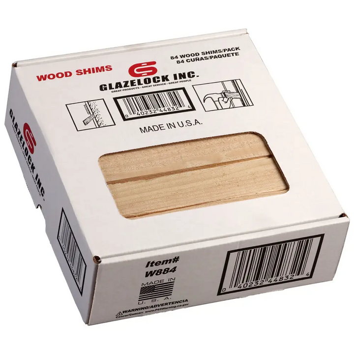 Glazelock Natural Pine Wood Shims 8in x 1-1/4in x 3/8in Shims Made in USA