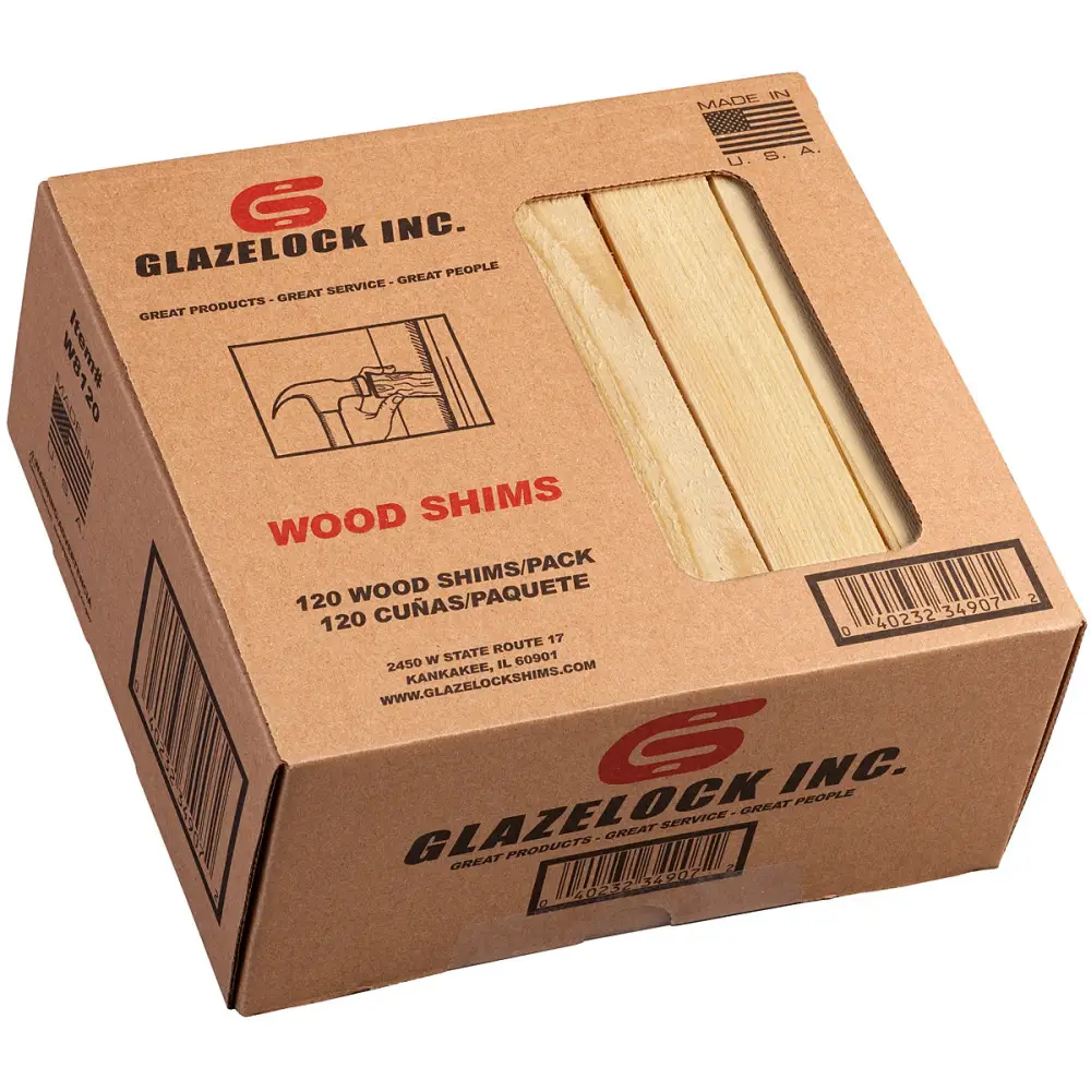 Glazelock Natural Pine Wood Shims 8in x 1-1/4in x 3/8in Shims Made in USA