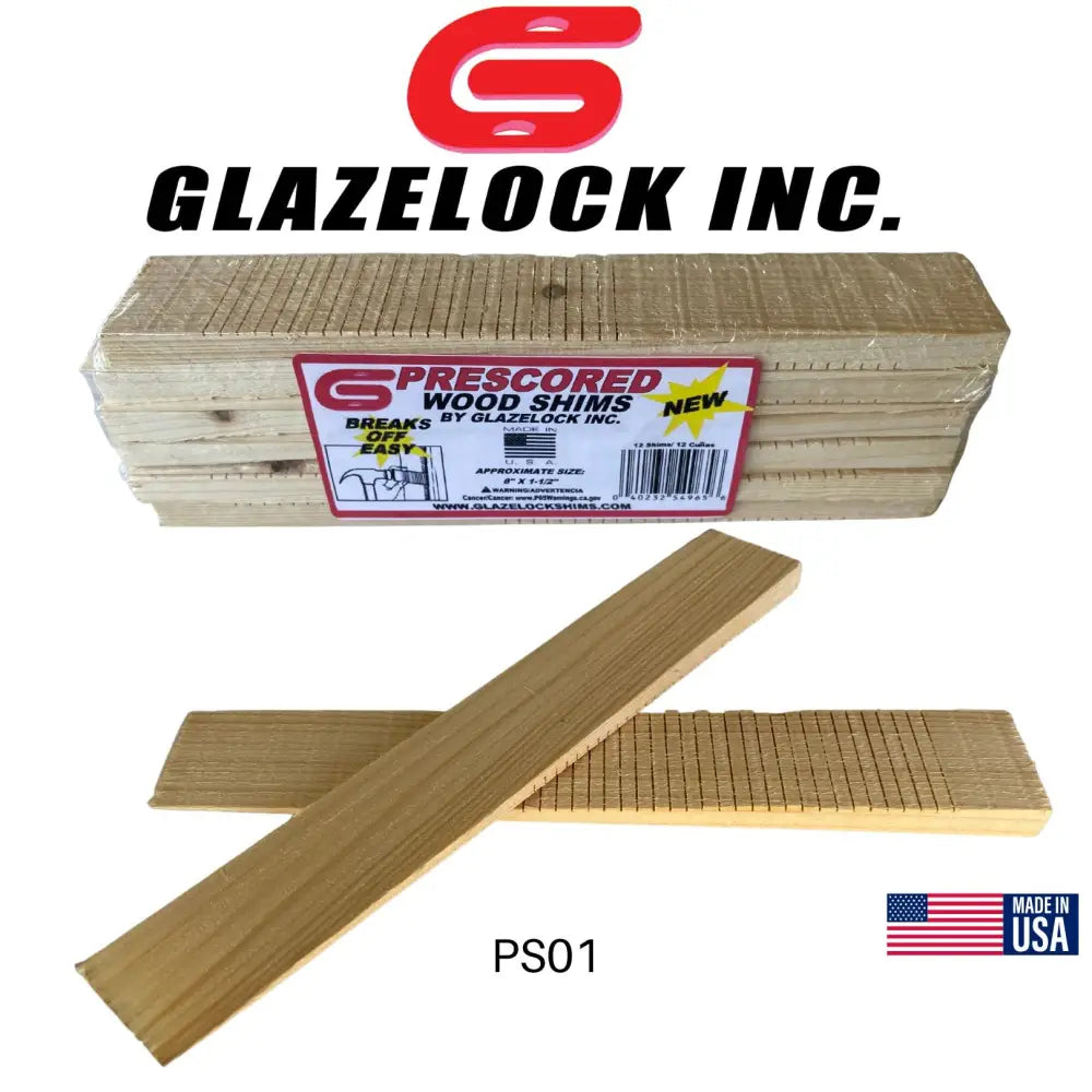 Glazelock Natural Pine Wood Shims 8in x 1-1/4in x 3/8in Shims Made in USA