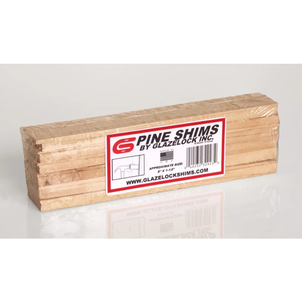 Glazelock Natural Pine Wood Shims 8in x 1-1/4in x 3/8in Shims Made in USA
