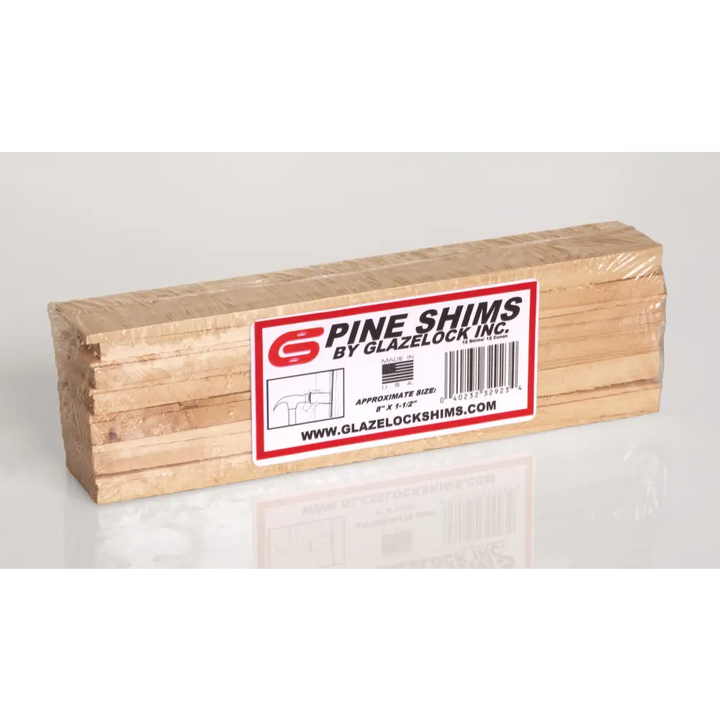 Glazelock Natural Pine Wood Shims 8in x 1-1/4in x 3/8in Shims Made in USA