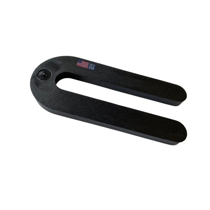 Black matte u-shaped glazelock shims with american flag emblem for extended horseshoe shim use