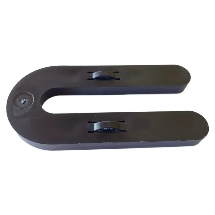 Black u-shaped glazelock shims metal tool with two adjustable clamps and circular hole for interlocking use