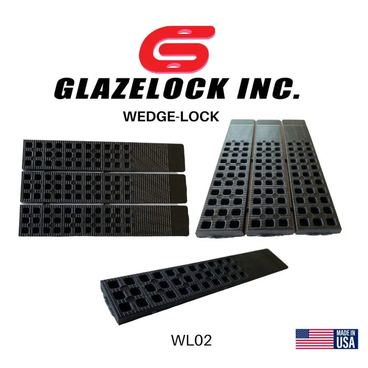 Black plastic glazelock shims model wl02 wedge-lock ramps for leveling in an 8 by 1-1/2 by 5/16 inch size
