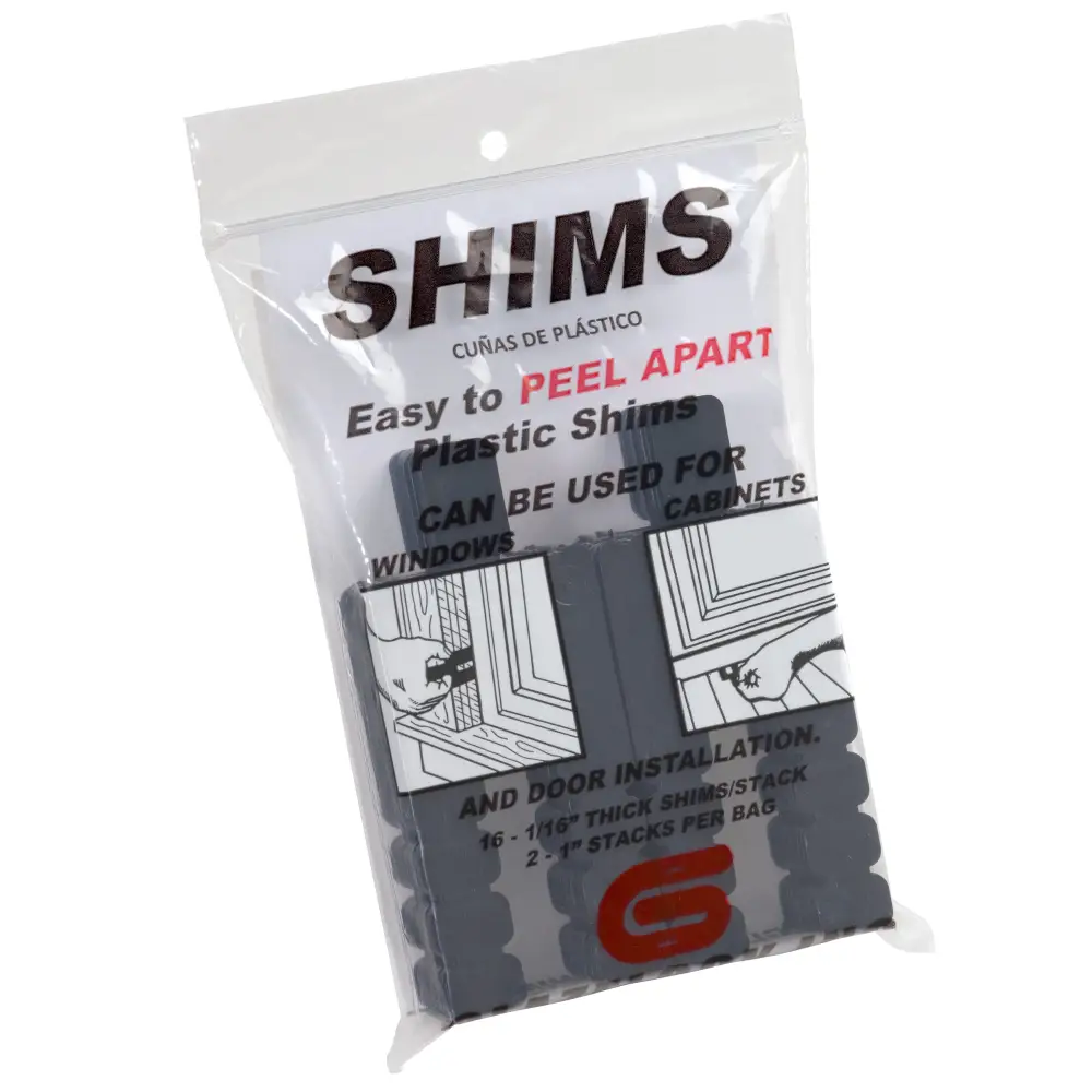 Glazelock Snap-off Shim Stackable Horseshoe Plastic Flat Shims 1 7/8 with 5/8in Slot Made in USA