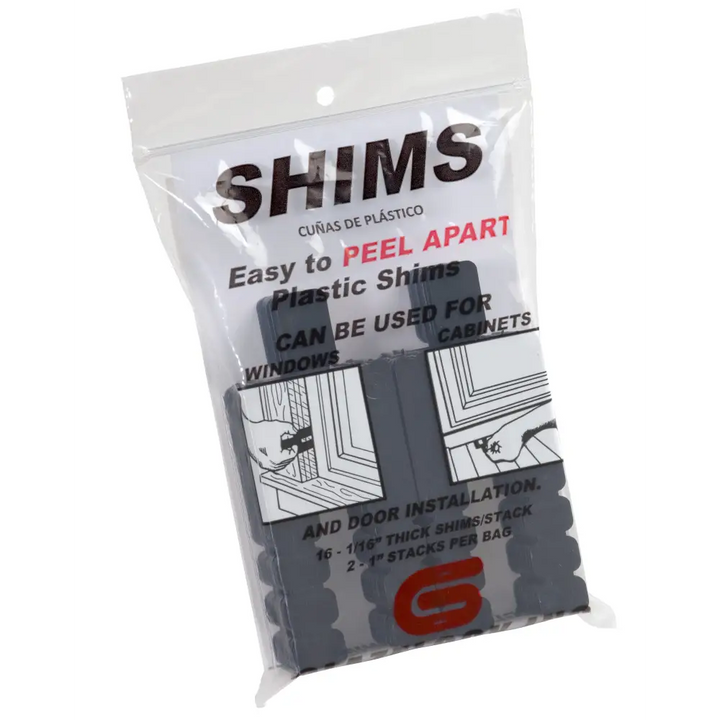 Glazelock Snap-off Shim Stackable Horseshoe Plastic Flat Shims 1 7/8 with 5/8in Slot Made in USA