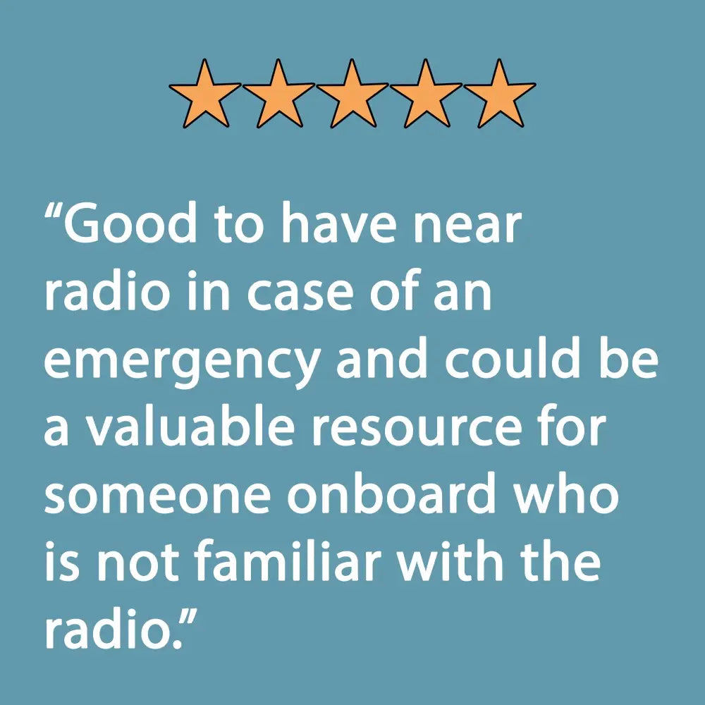 Five orange stars rating on handy vhf reference vhf radio cheat sheet for quick radio use guidance