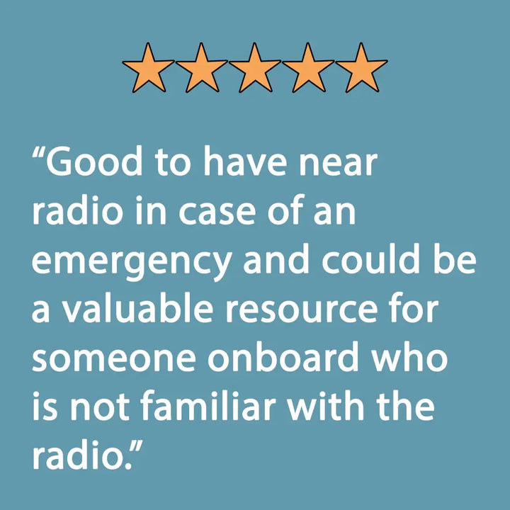 Five orange stars rating on handy vhf reference vhf radio cheat sheet for quick radio use guidance