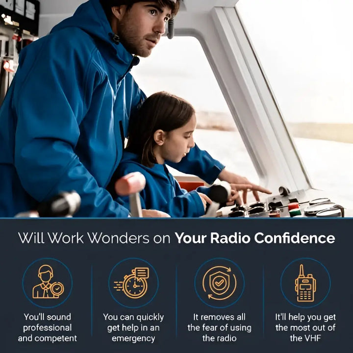 Handy VHF reference blue waterproof vhf radio with multiple control knobs for marine communication and radio cheat sheet use