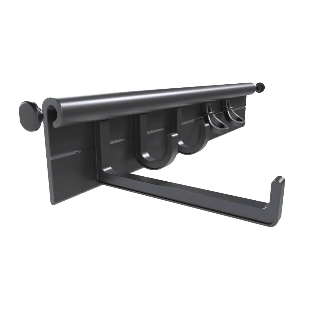 Hang It Simple Wall-Mounted Storage Hanger Kit Adjustable 18-Inch Organizer for Brooms Mops Tools Made in USA - Black