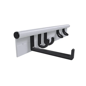 Hang It Simple Wall-Mounted Storage Hanger Kit Adjustable 18-Inch Organizer for Brooms Mops Tools Made in USA - White
