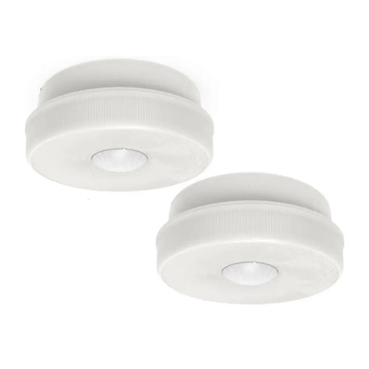 Iq america white battery powered motion sensor ceiling light led light with matte finish and ridged edges